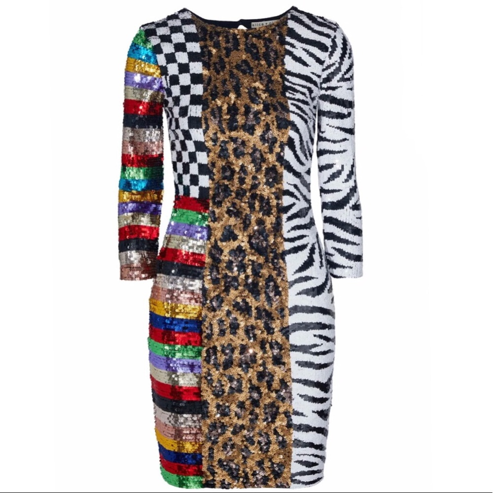 NWT Alice + Olivia Jae Sequin Dress Retail $895 Sz 4 - FUN!